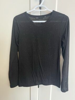 Black long sleeve shirt with multicoloured speckles